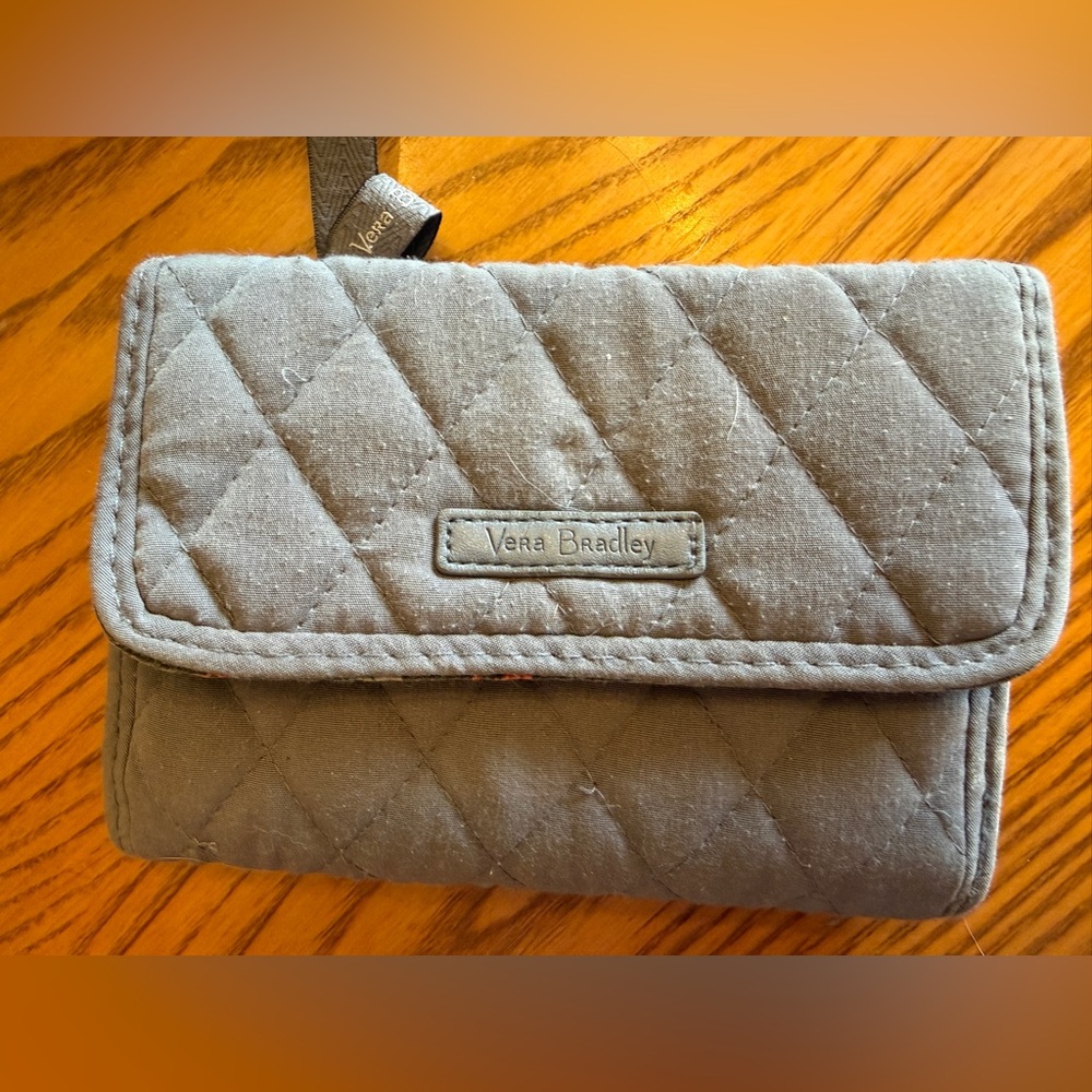 Vera Bradley Quilted Gray Compact Fold Wallet